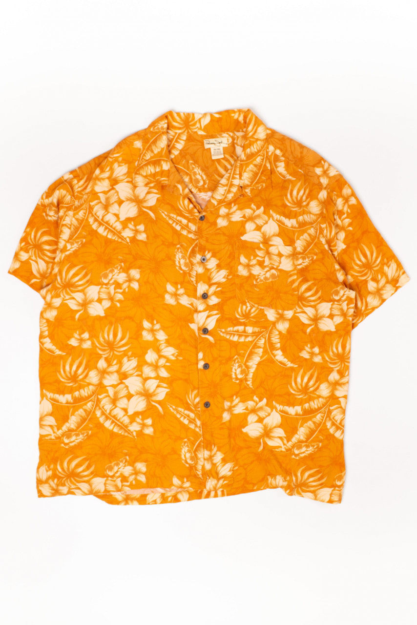 Panama Jack Orange Floral Hawaiian Shirt