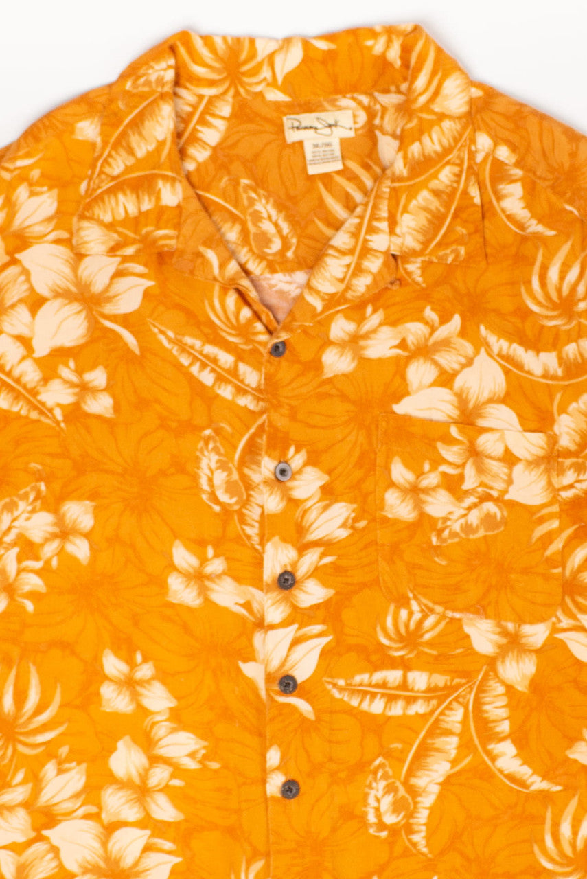Panama Jack Orange Floral Hawaiian Shirt