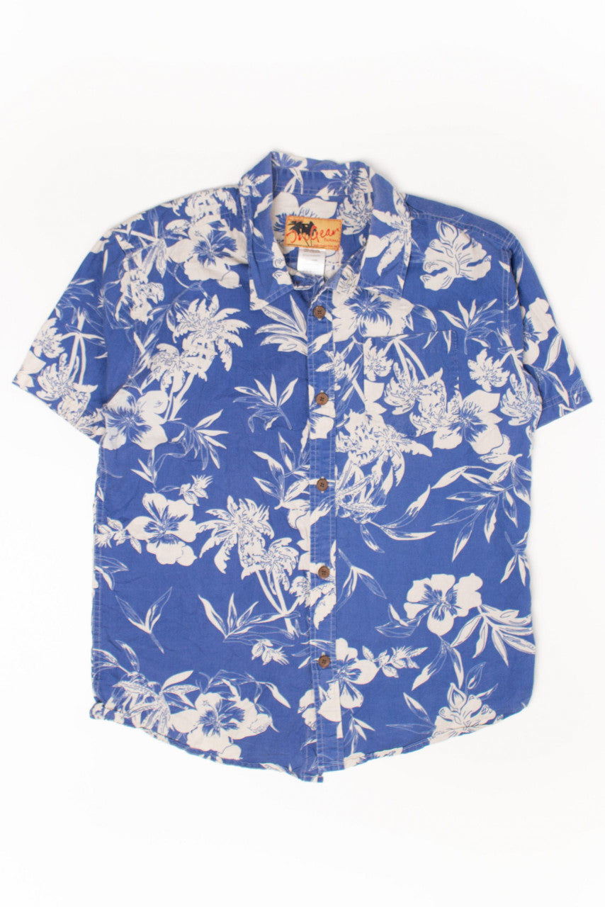 Vintage Blue Floral Hawaiian Shirt