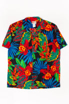 Vintage Hilo Hattie Rainbow Floral Hawaiian Shirt