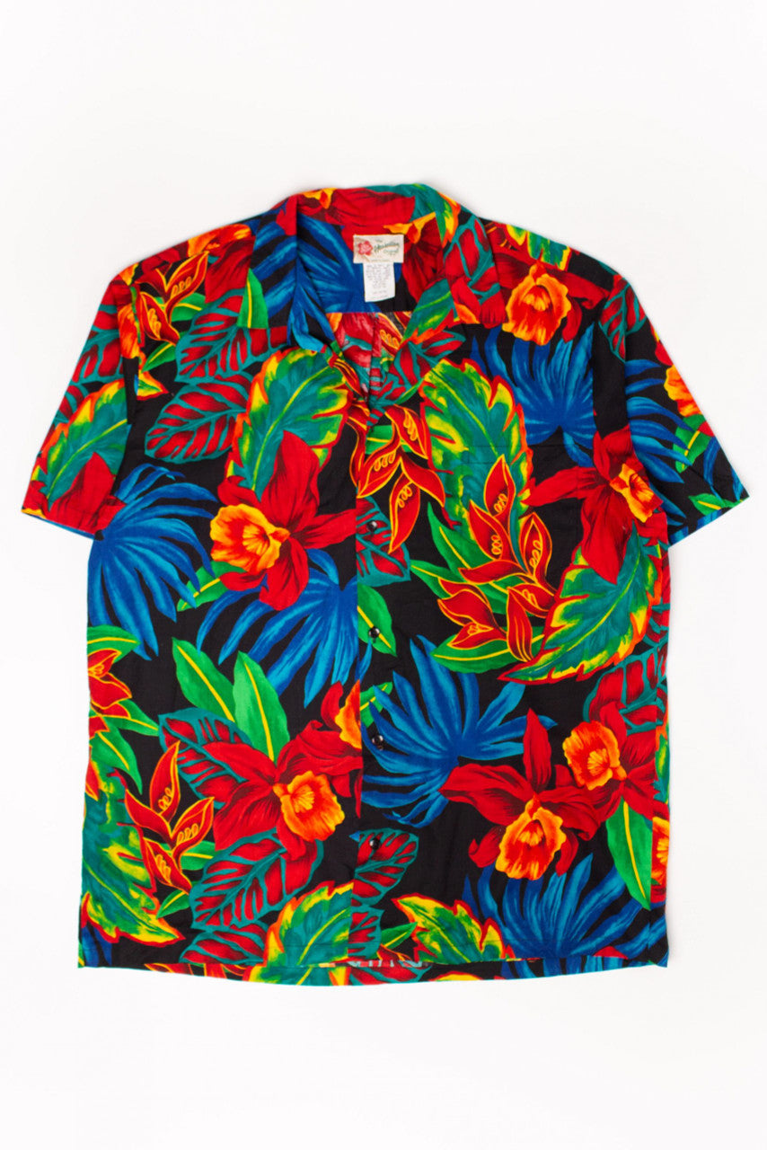 Vintage Hilo Hattie Rainbow Floral Hawaiian Shirt