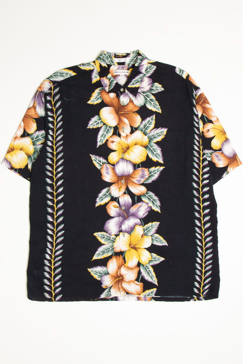 Pierre Cardin Floral Stripe Hawaiian Shirt
