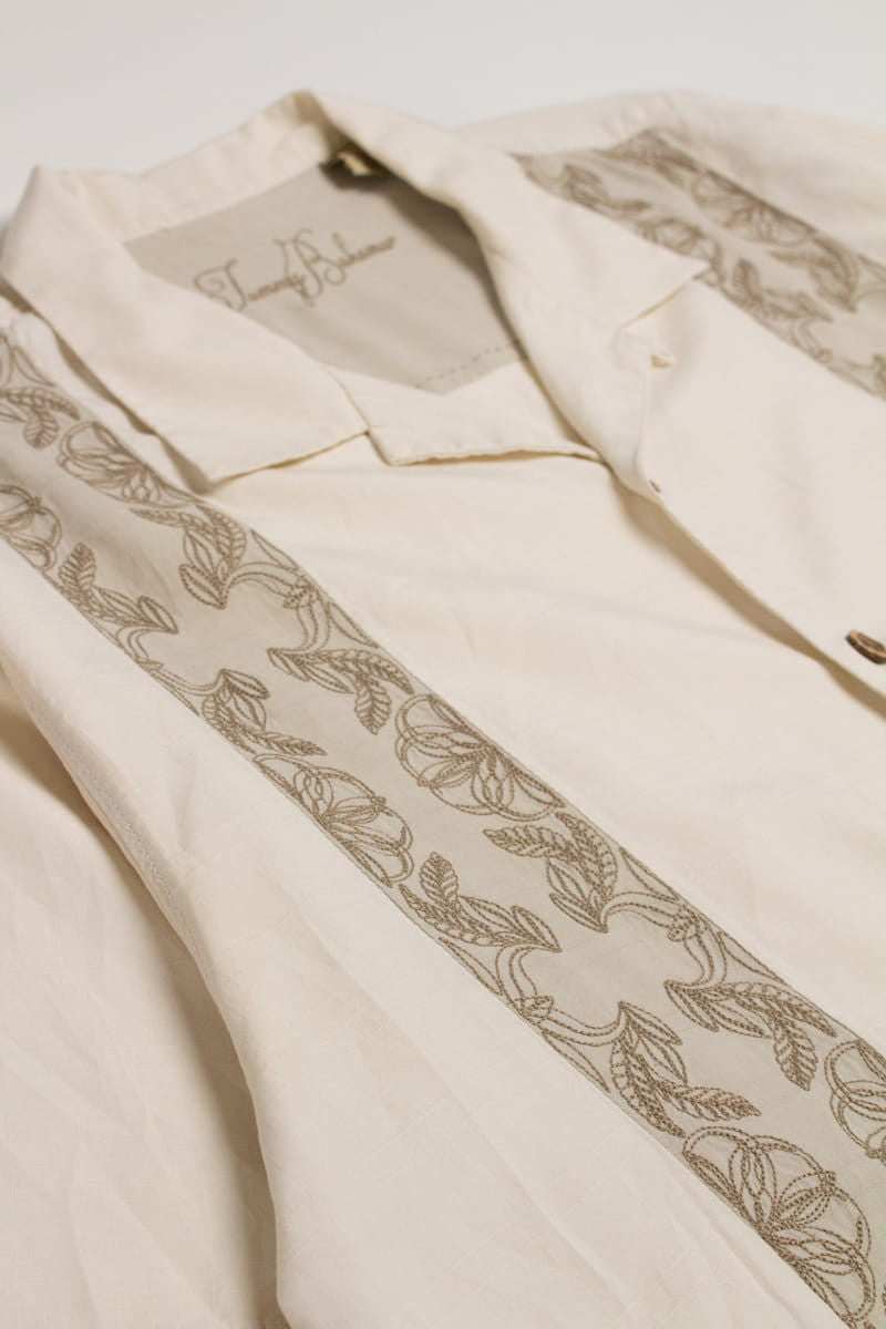 Tommy Bahama Beige Bowling Stripes Hawaiian Shirt
