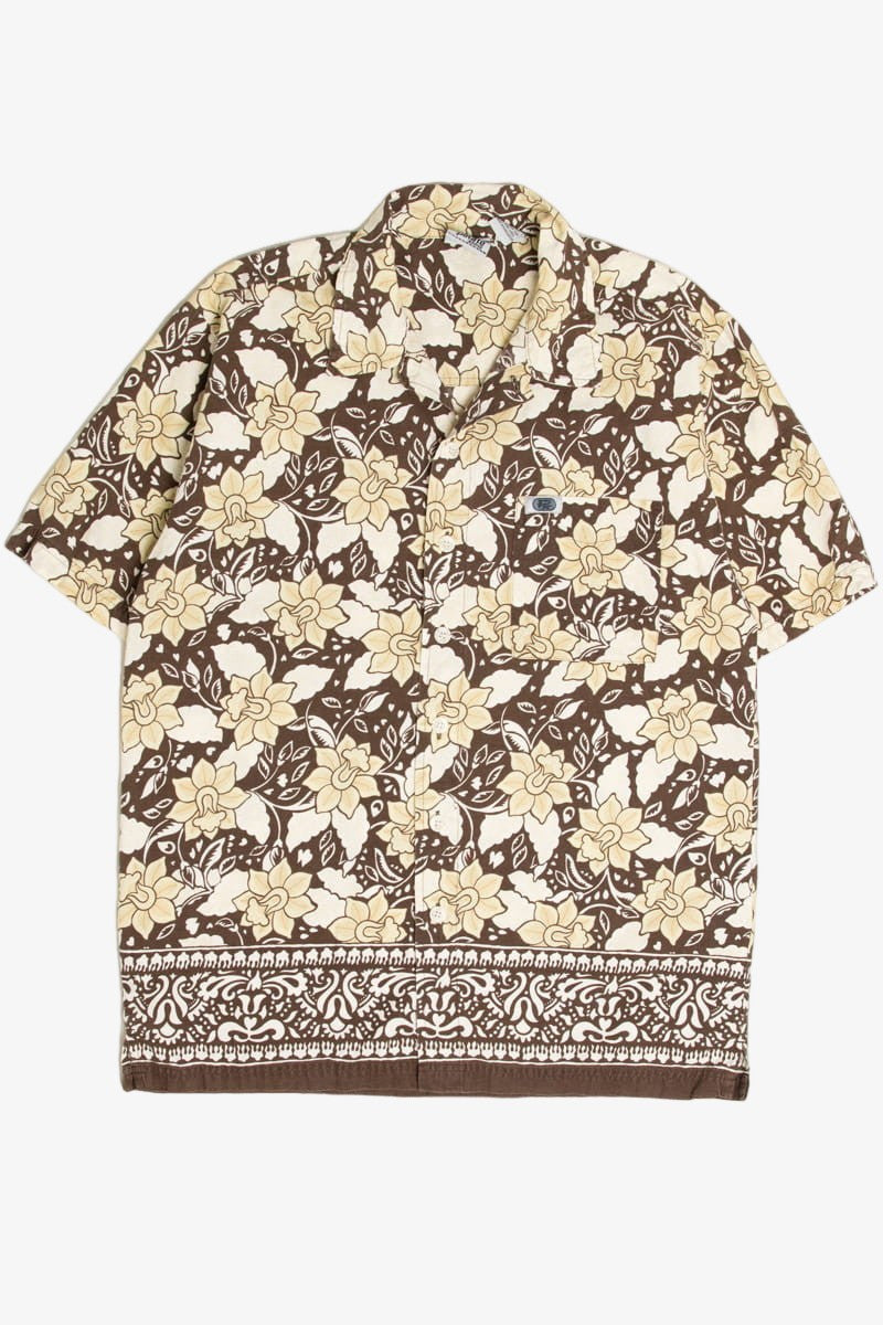 Brown Floral Pirate Brand Hawaiian Shirt
