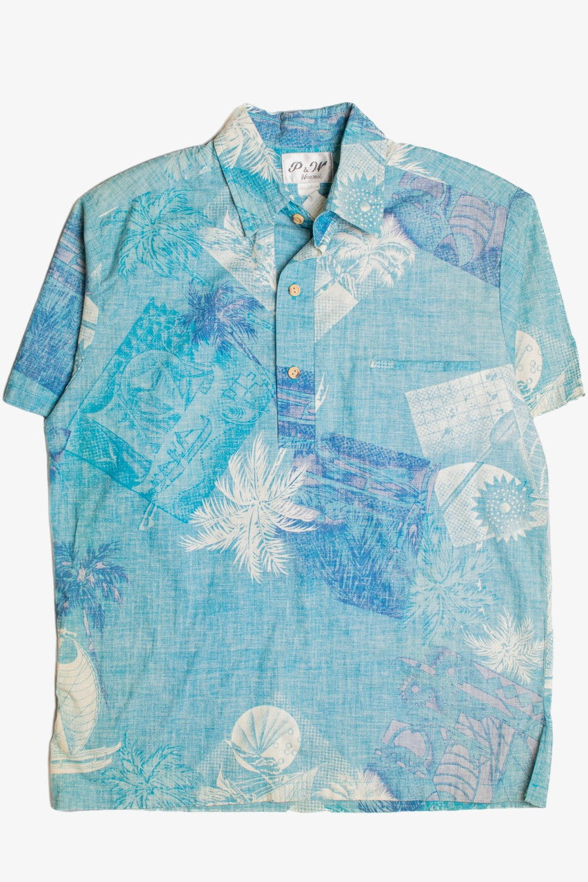 Light Blue Hawaiian Polo Shirt 2270
