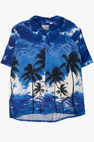 Blue Sunset With Tribal Inspired Pattern Hawaiian Shirt
