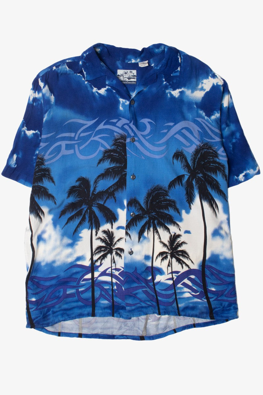 Blue Sunset With Tribal Inspired Pattern Hawaiian Shirt