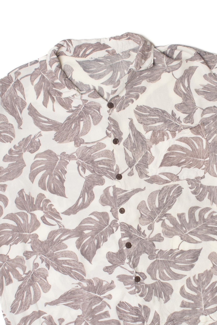 Gray Palm Leaf  Hawaiian Shirt 2299