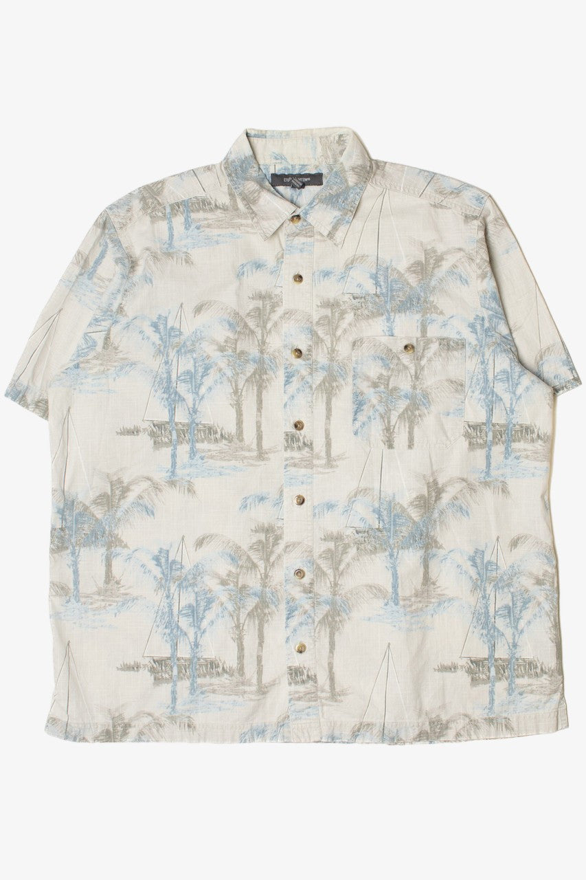 Sailboat And Palm Tree Cotton Hawaiian Shirt
