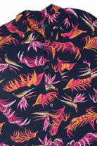 Bright Pink Orange And Navy Hawaiian Shirt