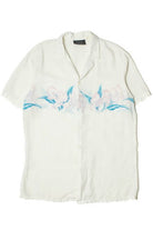 Vintage Faded Pink And Blue Hibiscus Hawaiian Shirt