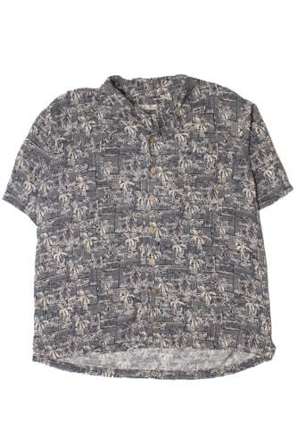 Vintage Geometric Palm Tree Print Hawaiian Shirt