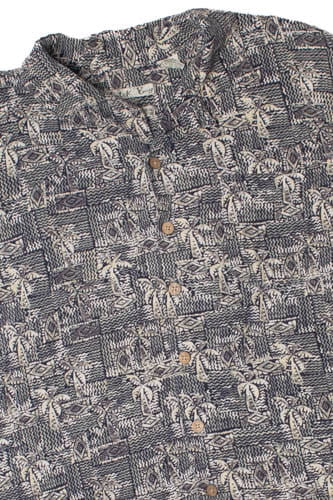 Vintage Geometric Palm Tree Print Hawaiian Shirt