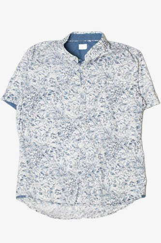 White And Navy Floral Print Hawaiian Shirt 2329