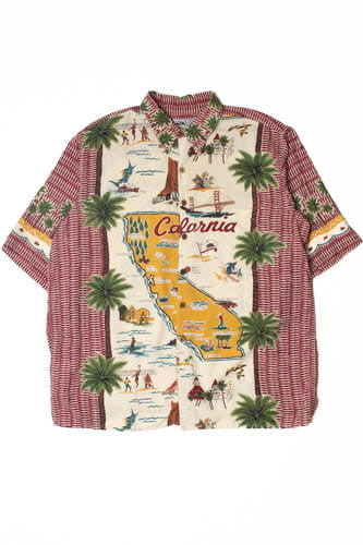 Vintage California Map Reyn Spooner Hawaiian Shirt