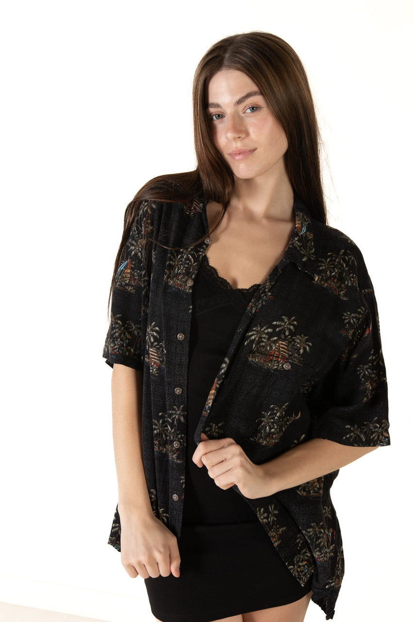 Vintage Black Batik Bay Hawaiian Shirt (1990s)