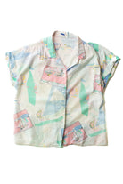 Vintage Pastel Sailboats Hawaiian Shirt (1980s)