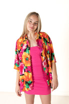 Vivid Floral Perry Ellis Hawaiian Shirt (2000s)