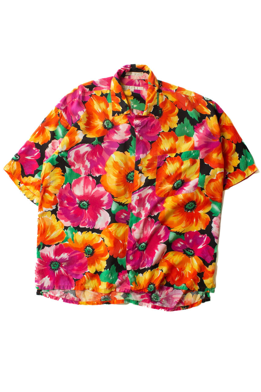 Vivid Floral Perry Ellis Hawaiian Shirt (2000s)