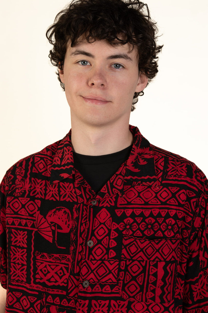 Red On Black Hawaiian Shirt (2000s)