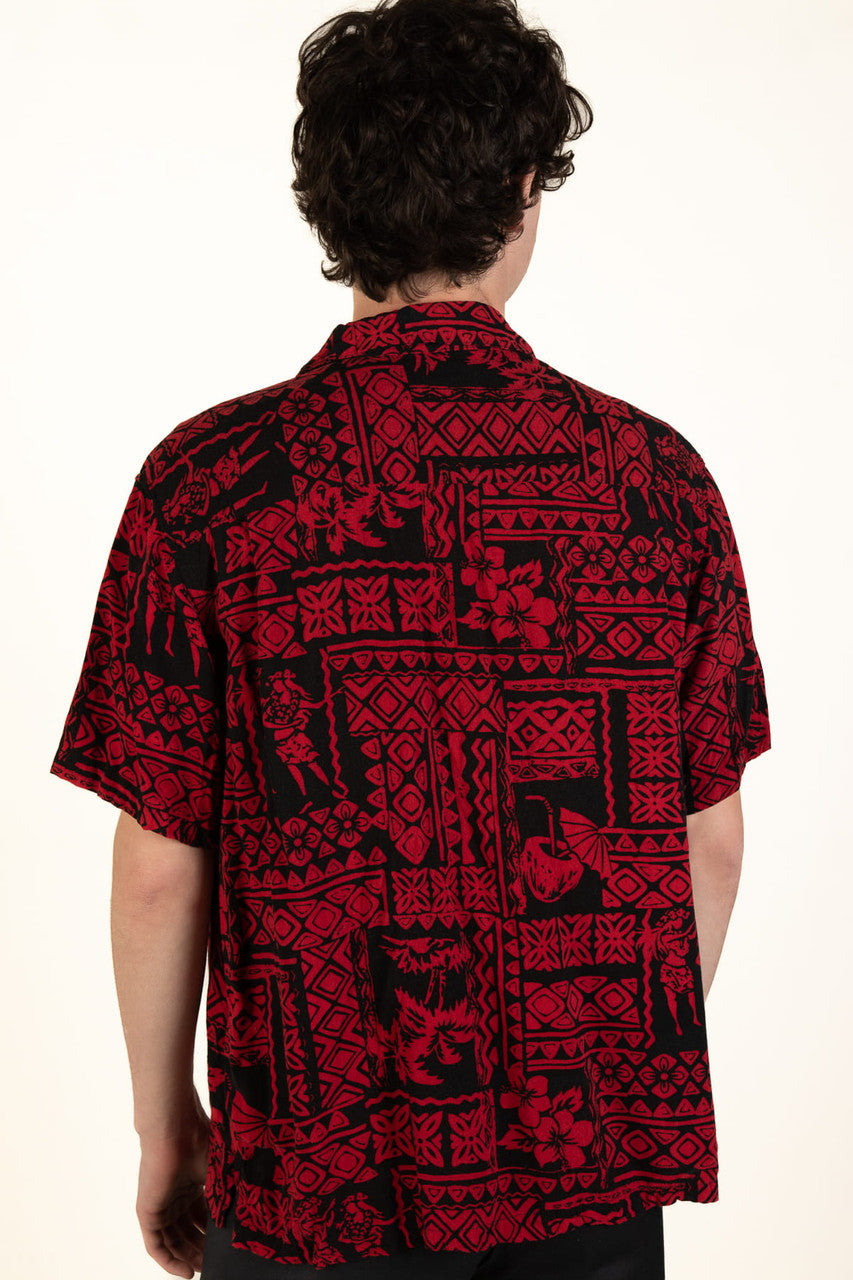 Red On Black Hawaiian Shirt (2000s)