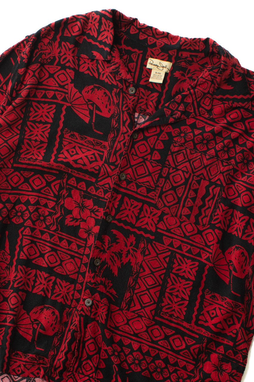 Red On Black Hawaiian Shirt (2000s)