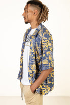 Vintage Blue & Yellow Ocean Pacific Hawaiian Shirt (1990s)