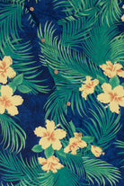 Yellow Hibiscus Blue Hawaiian Shirt