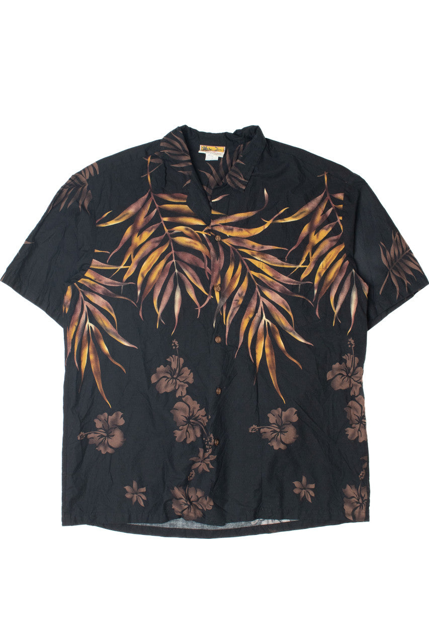 Black Palm & Hibiscus Hawaiian Shirt