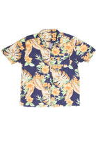 Vintage Dark Blue And Orange Hawaiian Shirt