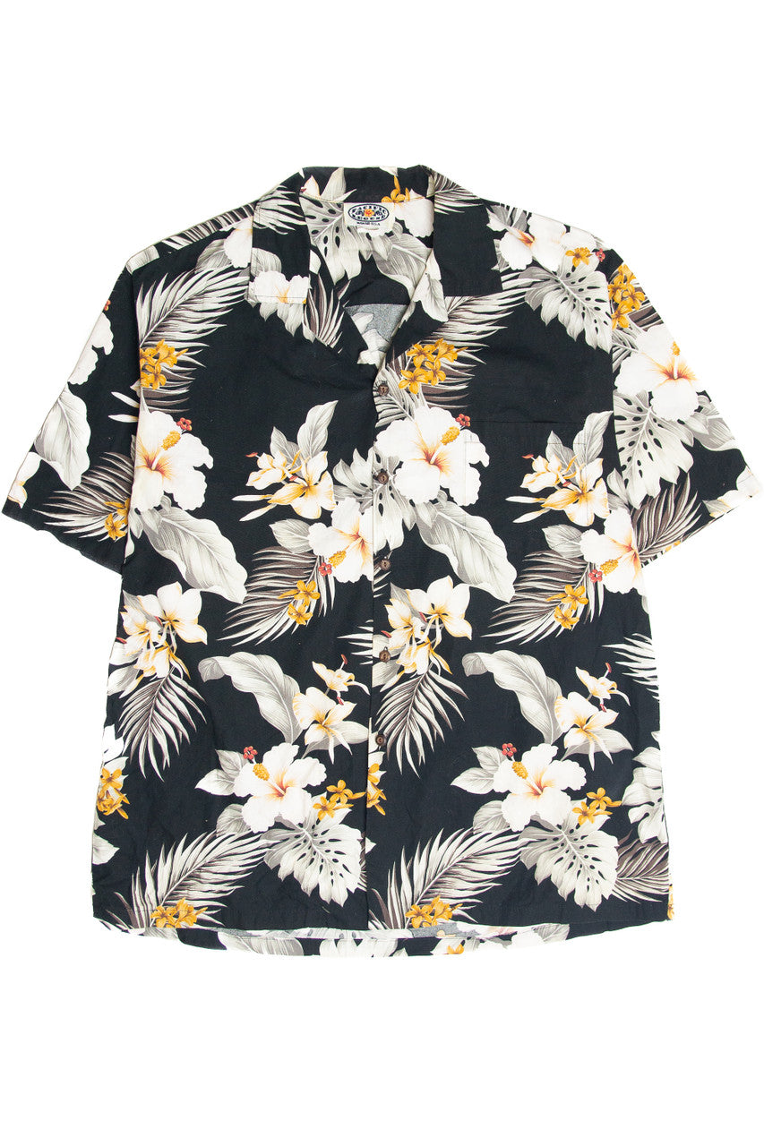 Vintage Pacific Legends White Flower Hawaiian Shirt