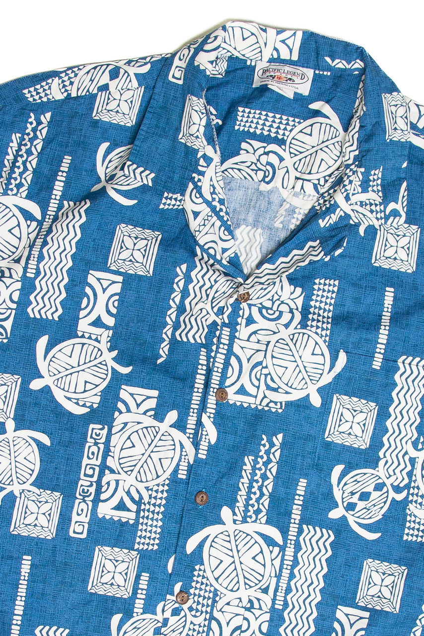 Vintage Pacific Legends Blue Turtle Hawaiian Shirt