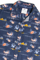 Recycled Denim And Flower Hawaiian Shirt
