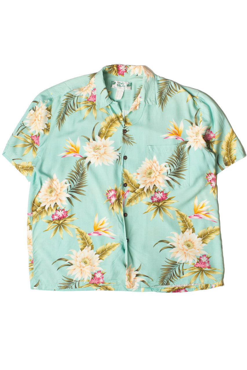 Vintage Two Palms Tropical Floral Hawaiian Shirt
