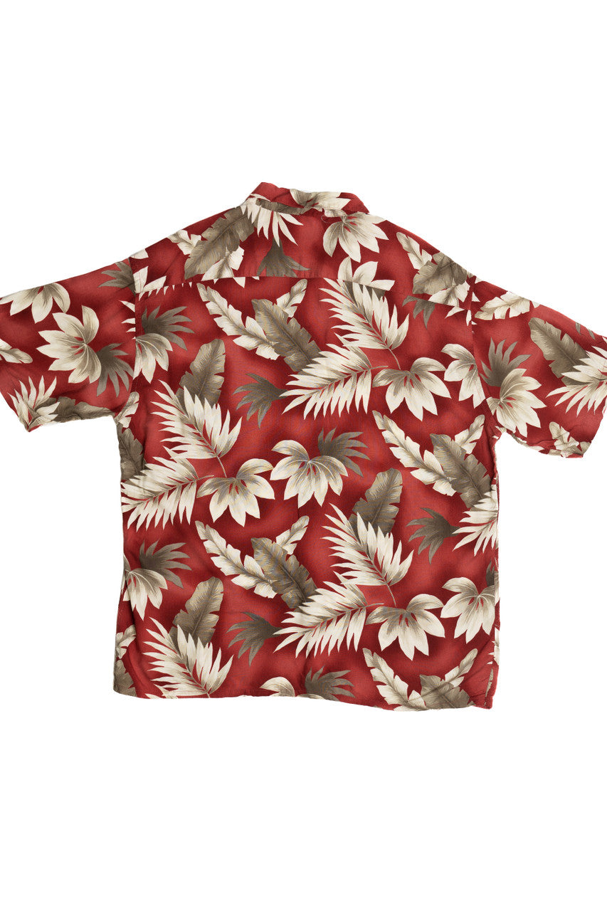 Vintage Pierre Cardin Red Palm Leaf Hawaiian Shirt