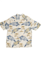 Vintage Blue Palm Leaf With Trees Hawaiian Shirt