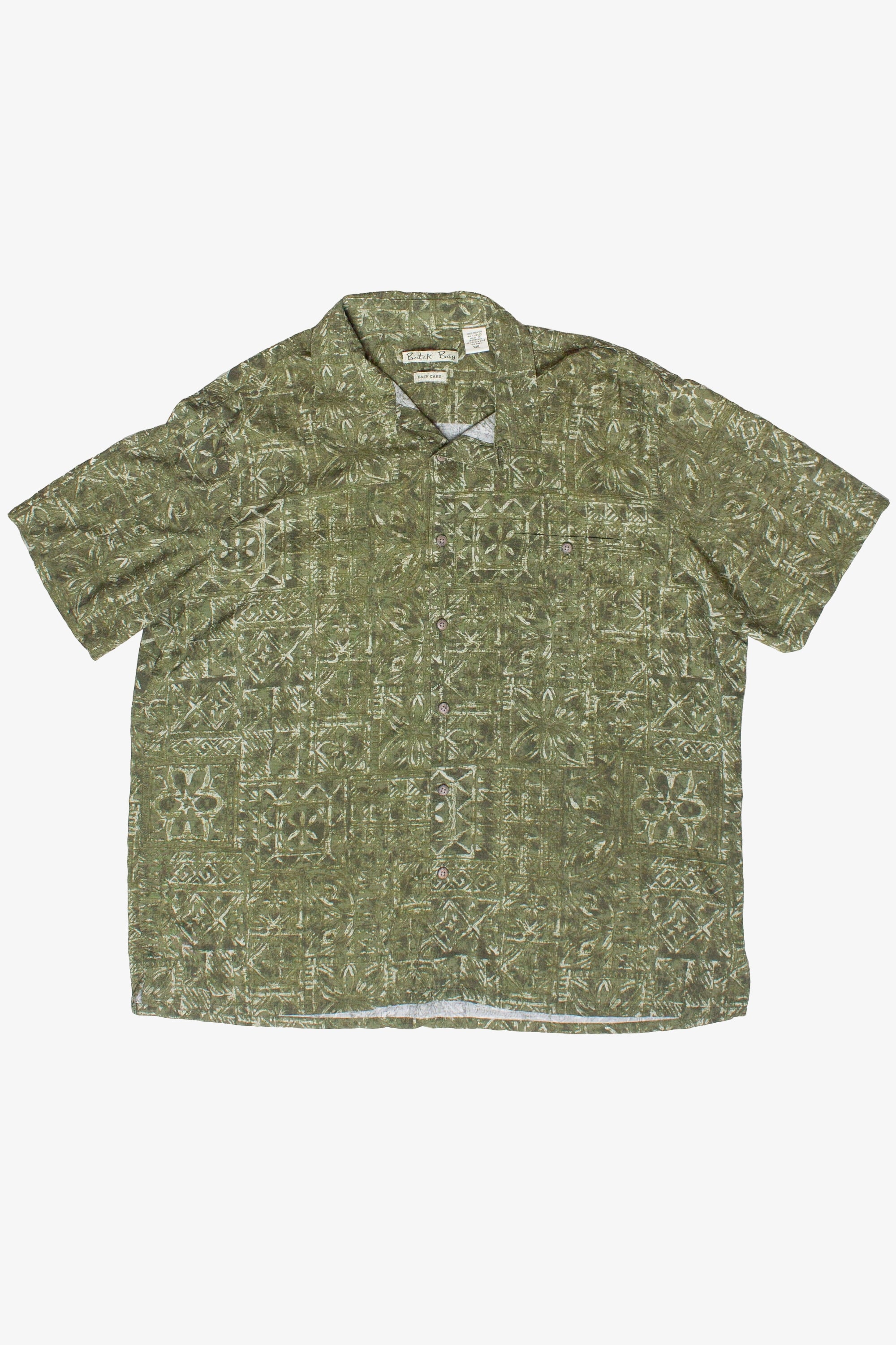 Vintage Batik Bay Olive Green Hawaiian Shirt 