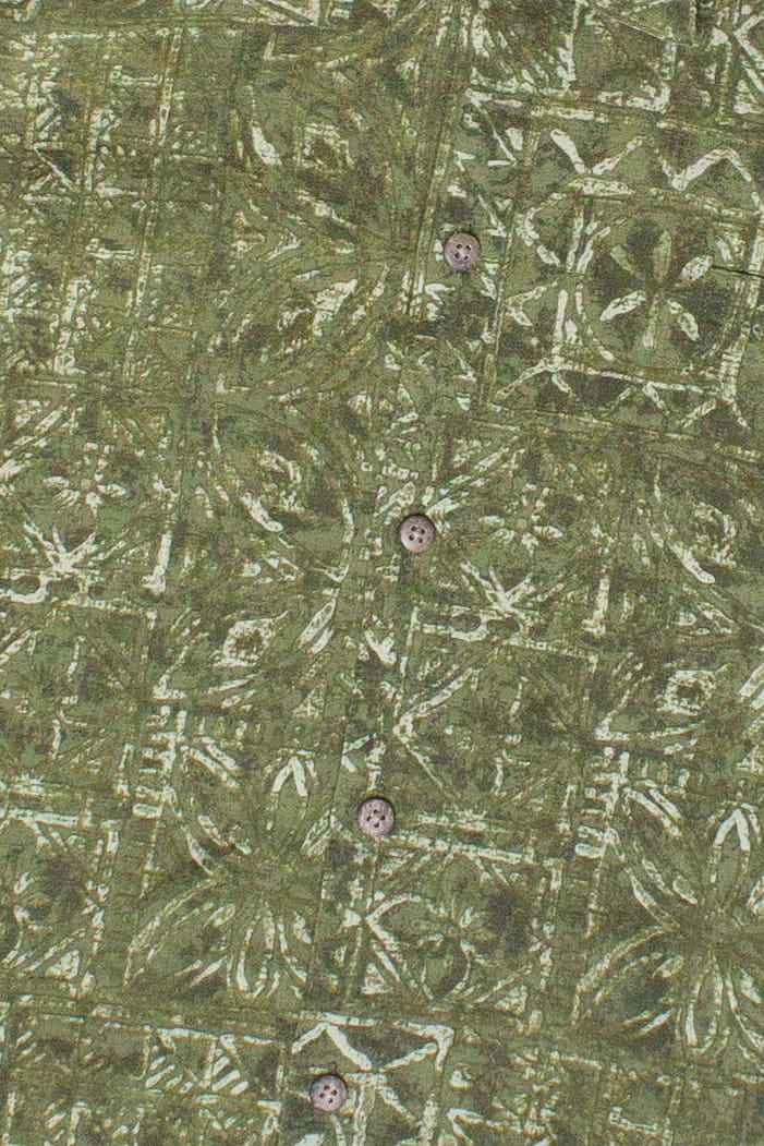 Vintage Batik Bay Olive Green Hawaiian Shirt 