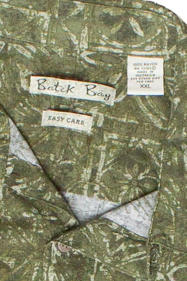 Vintage Batik Bay Olive Green Hawaiian Shirt 