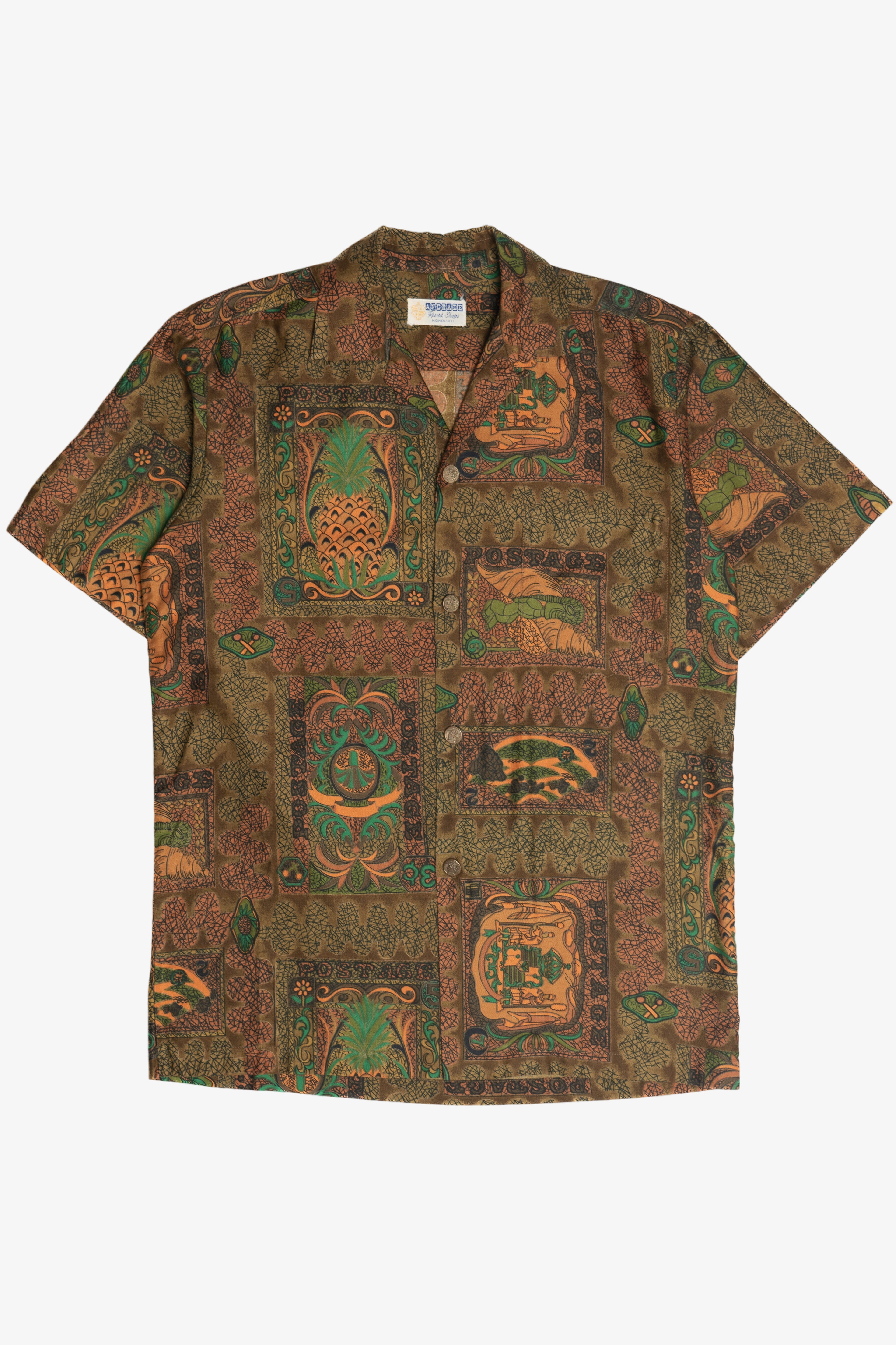 Vintage Rare Andrade Tiki Aloha Hawaiian Shirt With Loop 1940s 1950s
