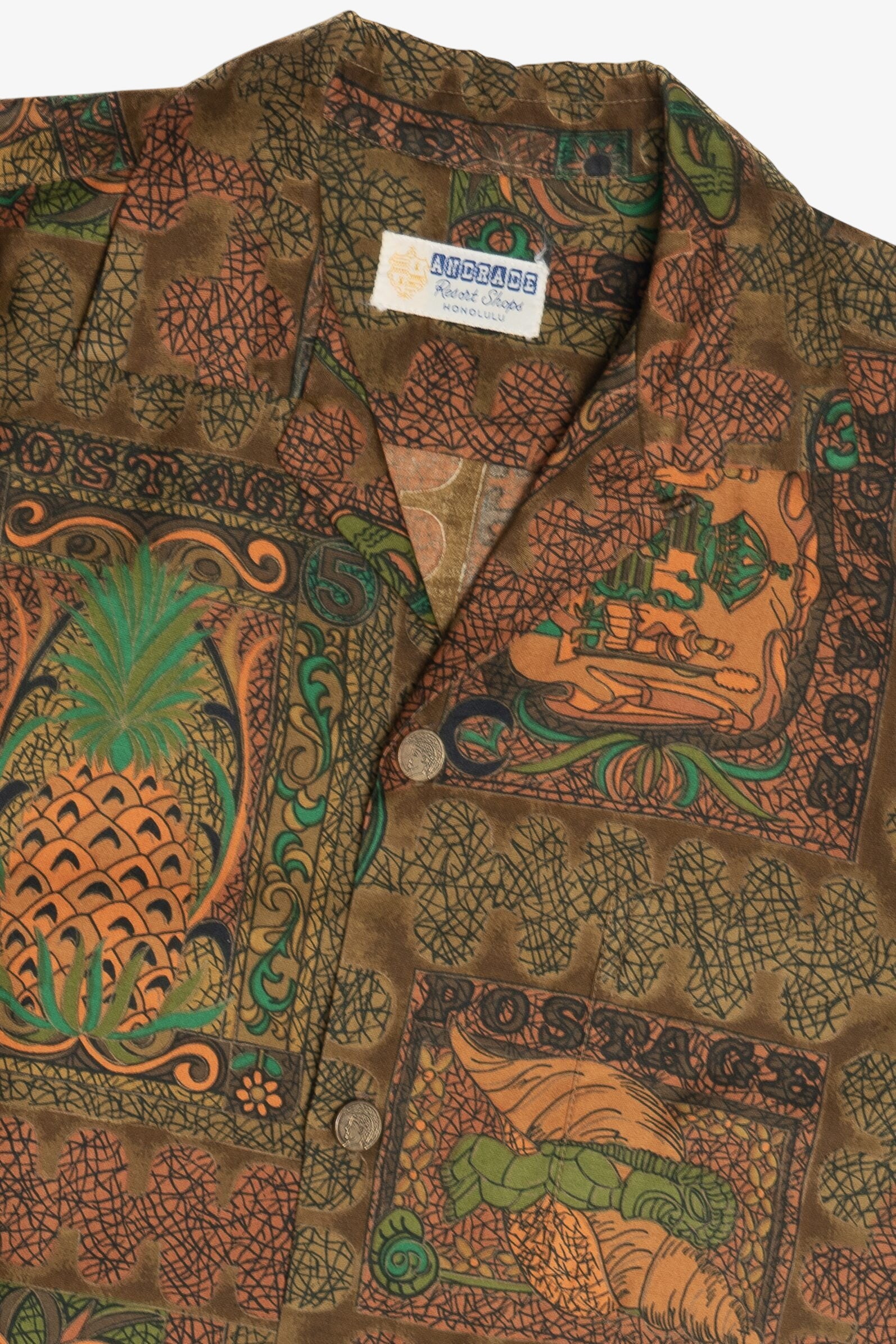 Vintage Rare Andrade Tiki Aloha Hawaiian Shirt With Loop 1940s 1950s