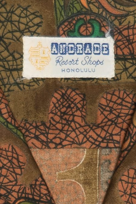 Vintage Rare Andrade Tiki Aloha Hawaiian Shirt With Loop 1940s 1950s