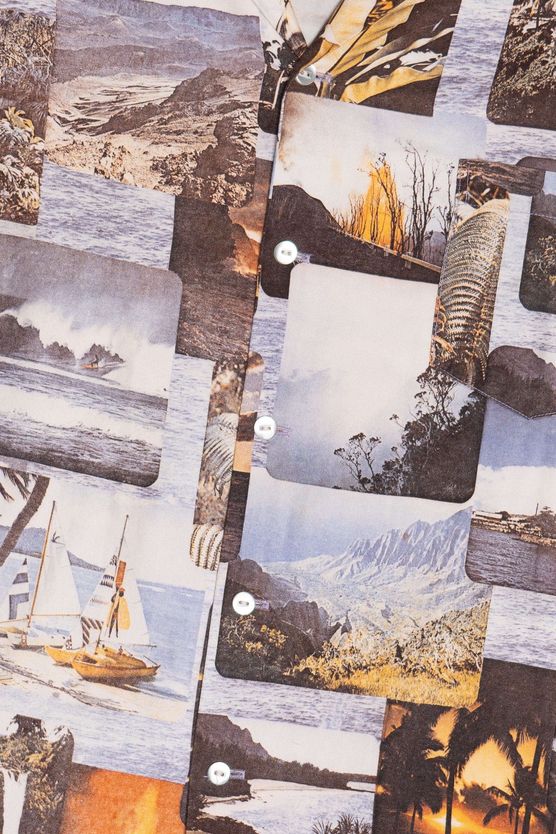 Vintage Rare Fumi's Photo Collage Aloha Hawaiian Shirt 1940s 1950s