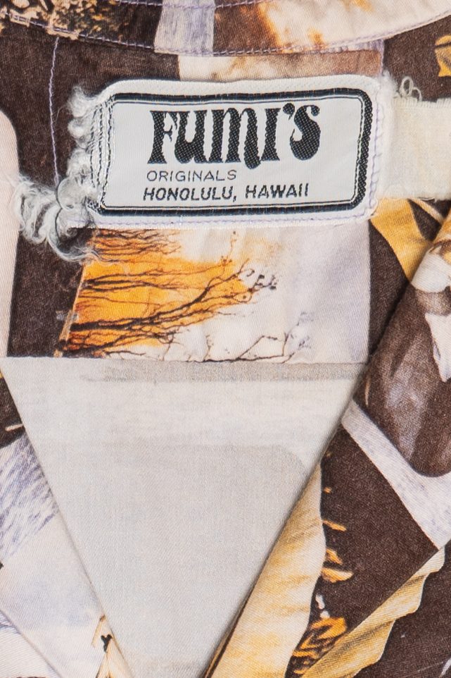 Vintage Rare Fumi's Photo Collage Aloha Hawaiian Shirt 1940s 1950s