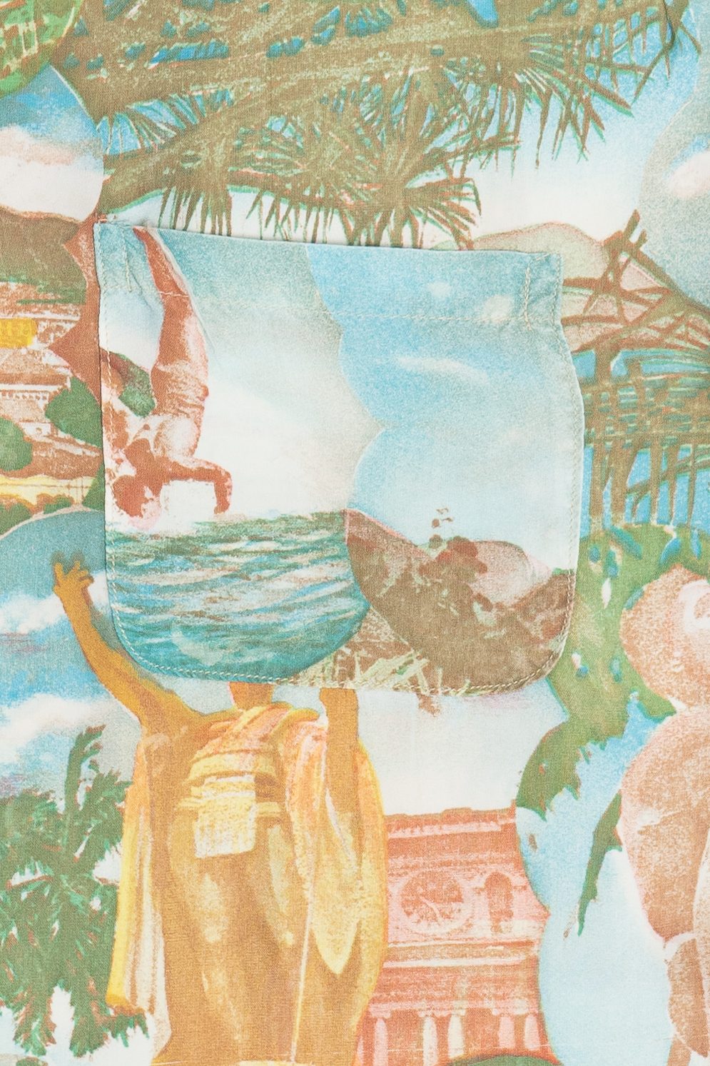 Vintage Rare Hawaiian Shirt With Loop Collar Surfing Hula 40/50s