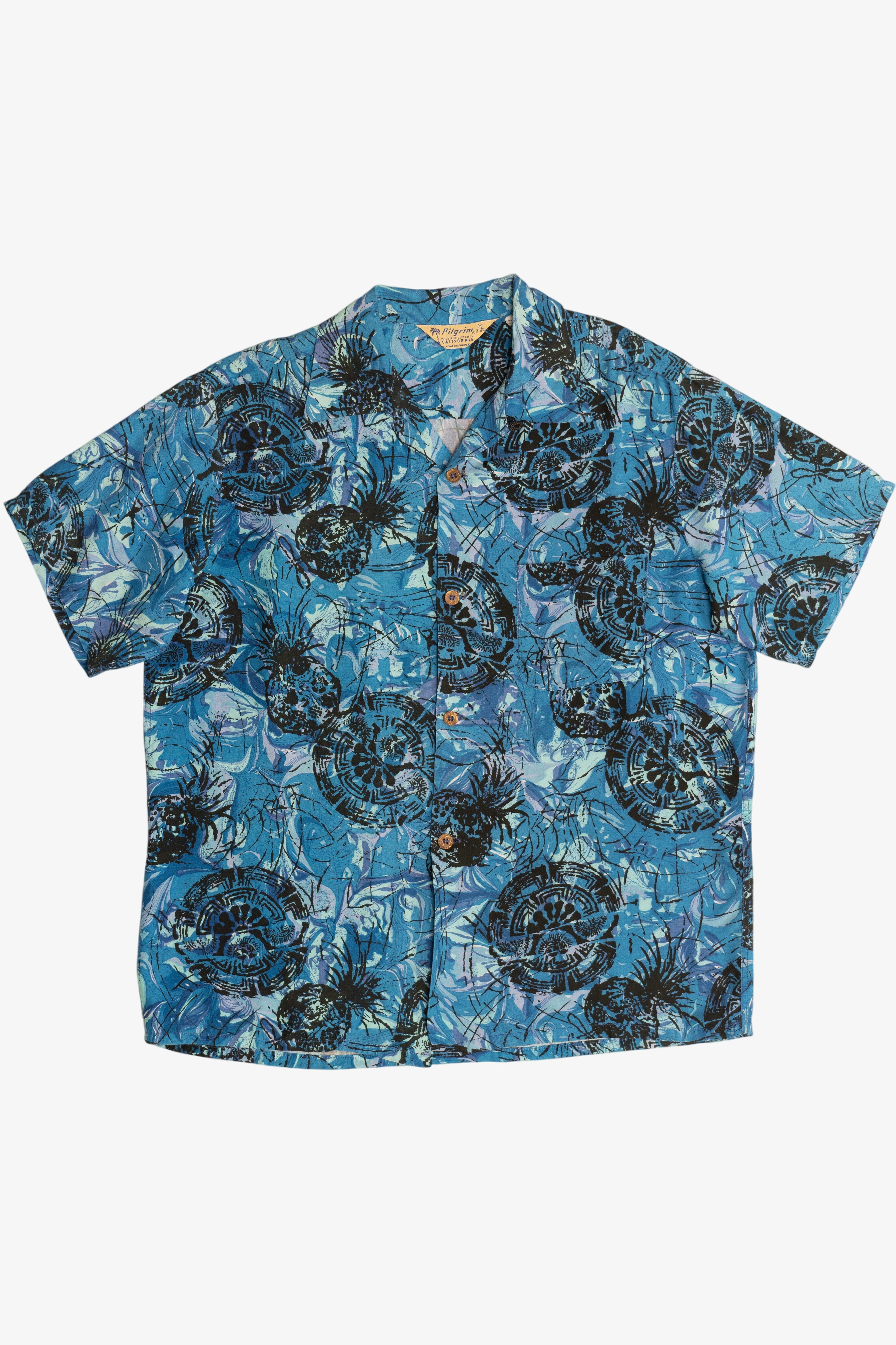Rare Vintage Hawaiian Shirt With Loop Collar Pilgrim Made And Styled In California 40/50s