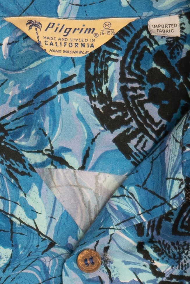 Rare Vintage Hawaiian Shirt With Loop Collar Pilgrim Made And Styled In California 40/50s