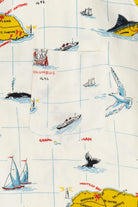 Rare Vintage Hawaiian Shirt With Loop Collar Issa's (Retail) Ltd Jamaica Nautical Map 40/50s