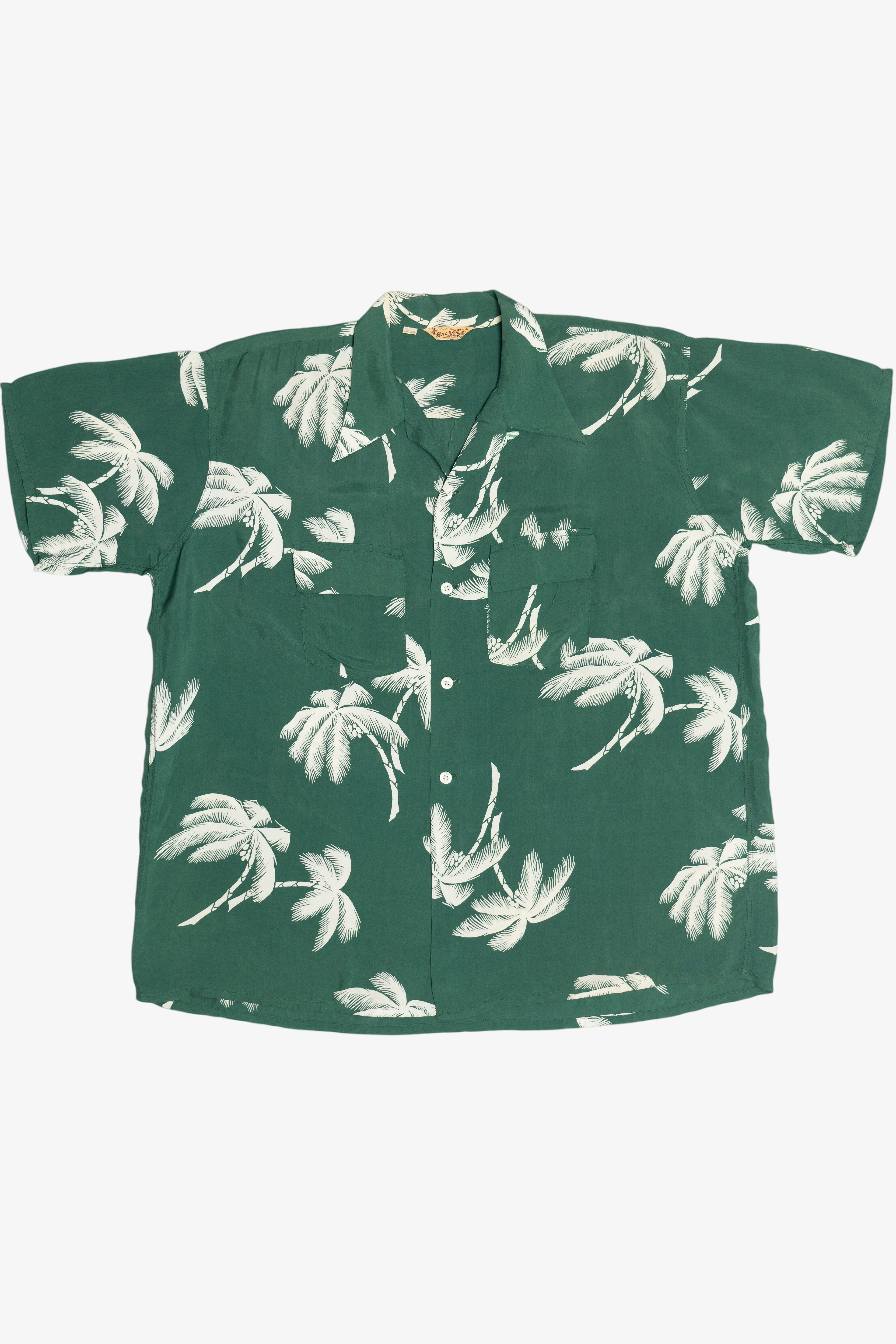 Rare Vintage Hawaiian Shirt With Loop Collar And Double Pockets Balsam 40/50s