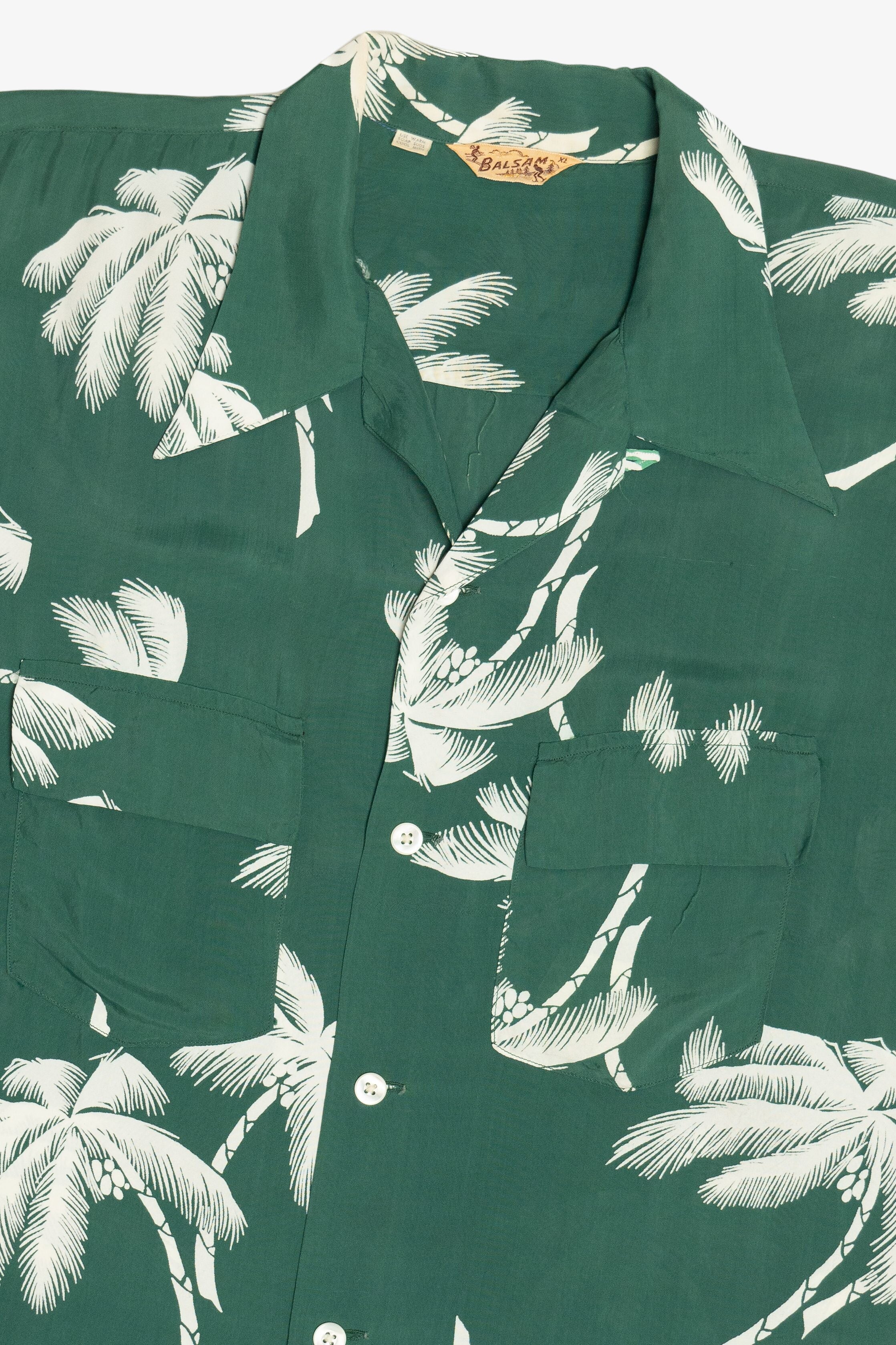 Rare Vintage Hawaiian Shirt With Loop Collar And Double Pockets Balsam 40/50s